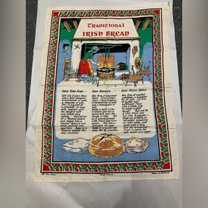 Vintage Irish Tea Towl Traditional Irish Bread Recipe Pure Linen Made In Ireland